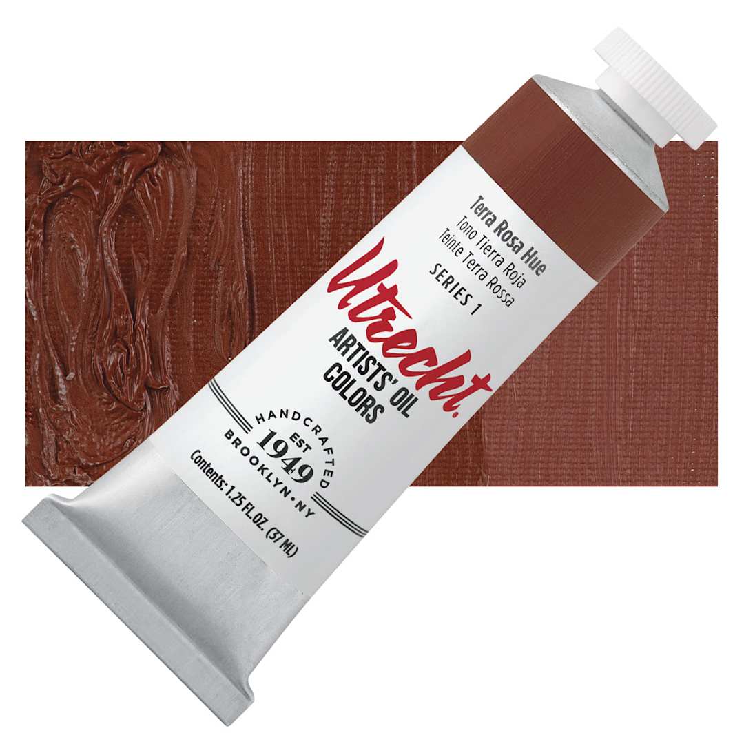 Open in modal - Utrecht Artists' Oil Paint - Terra Rosa Hue, 37 ml tube and swatch