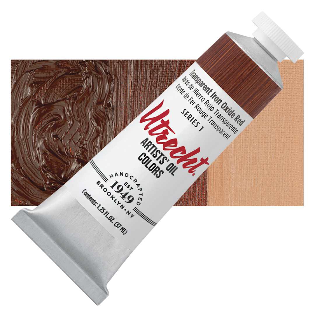 Open in modal - Utrecht Artists' Oil Paint - Transparent Red Oxide, 37 ml tube and swatch