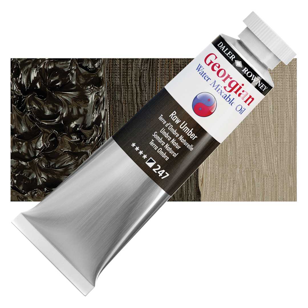 Open in modal - Georgian Water Mixable Oil - Raw Umber, 37 ml tube and swatch