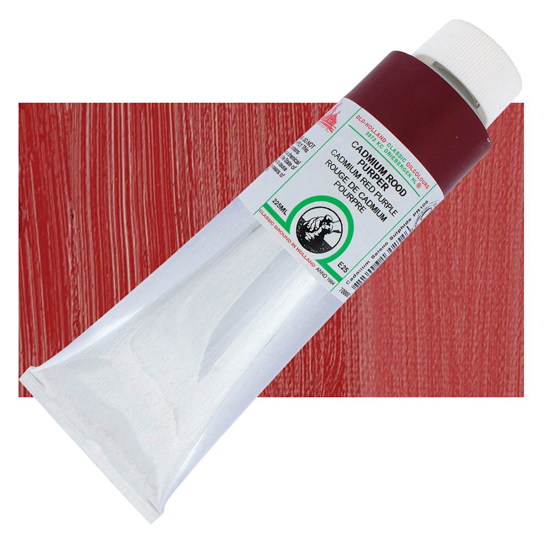 Open in modal - Old Holland Classic Oil Color - Cadmium Red Purple, 225 ml tube and swatch