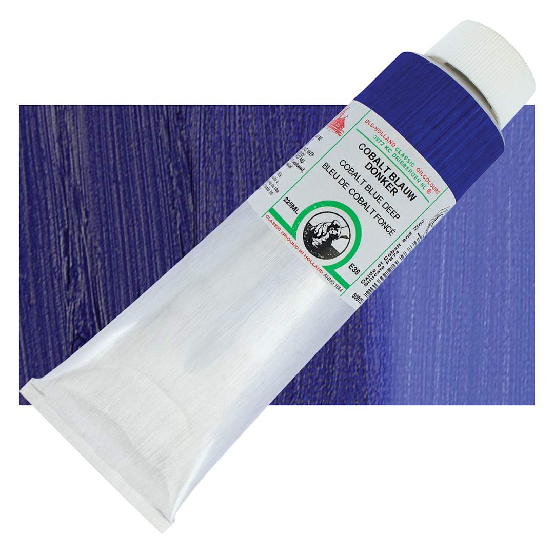Open in modal - Old Holland Classic Oil Color - Cobalt Blue Deep, 225 ml tube and swatch