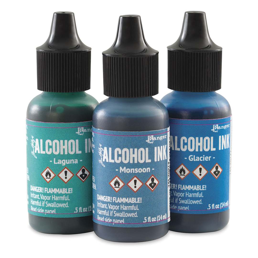 Open in modal - Ranger Tim Holtz Alcohol Ink - Teal/Blue, Set of 3