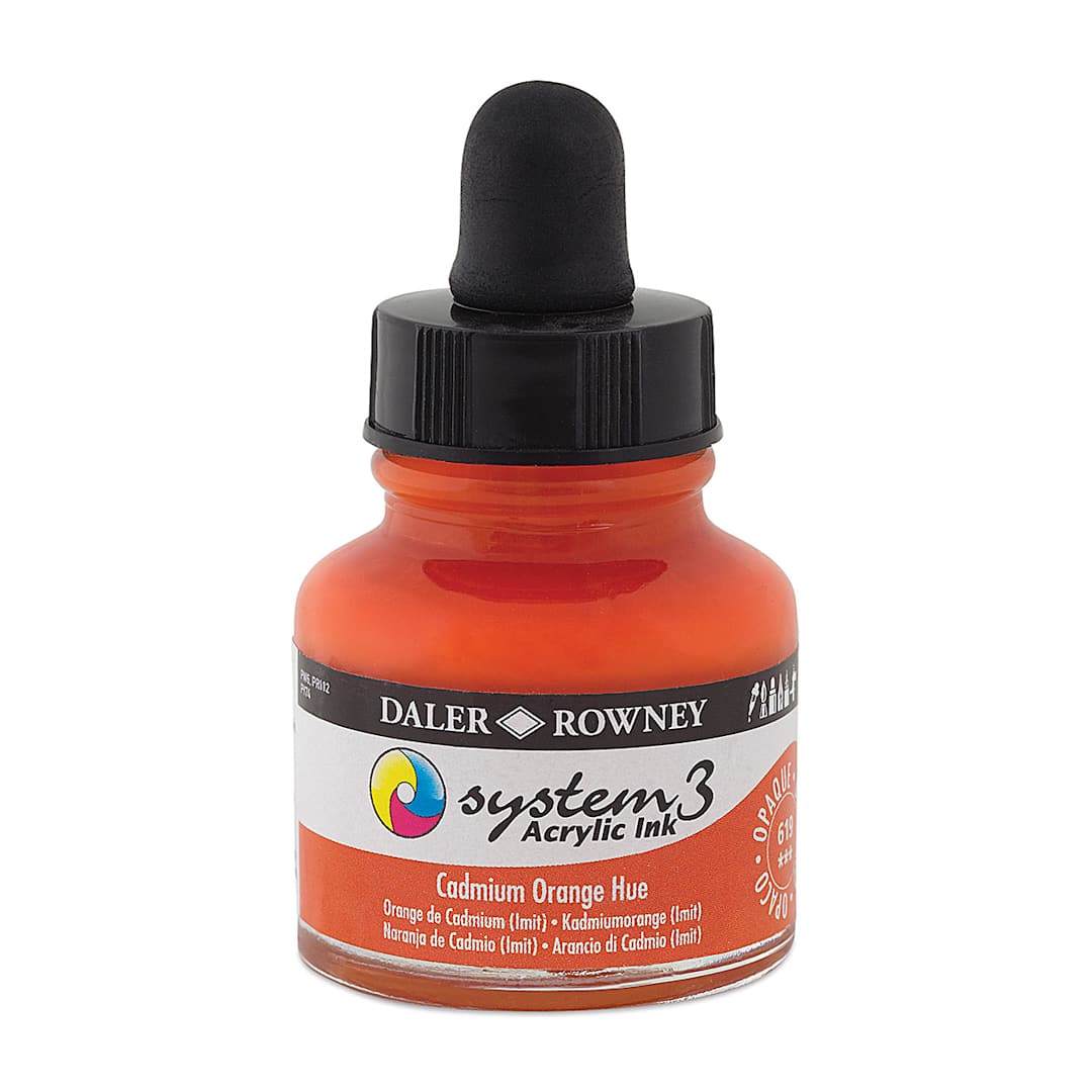 Open in modal - Daler-Rowney System3 Acrylic Ink - Cadmium Orange Hue, 1 oz