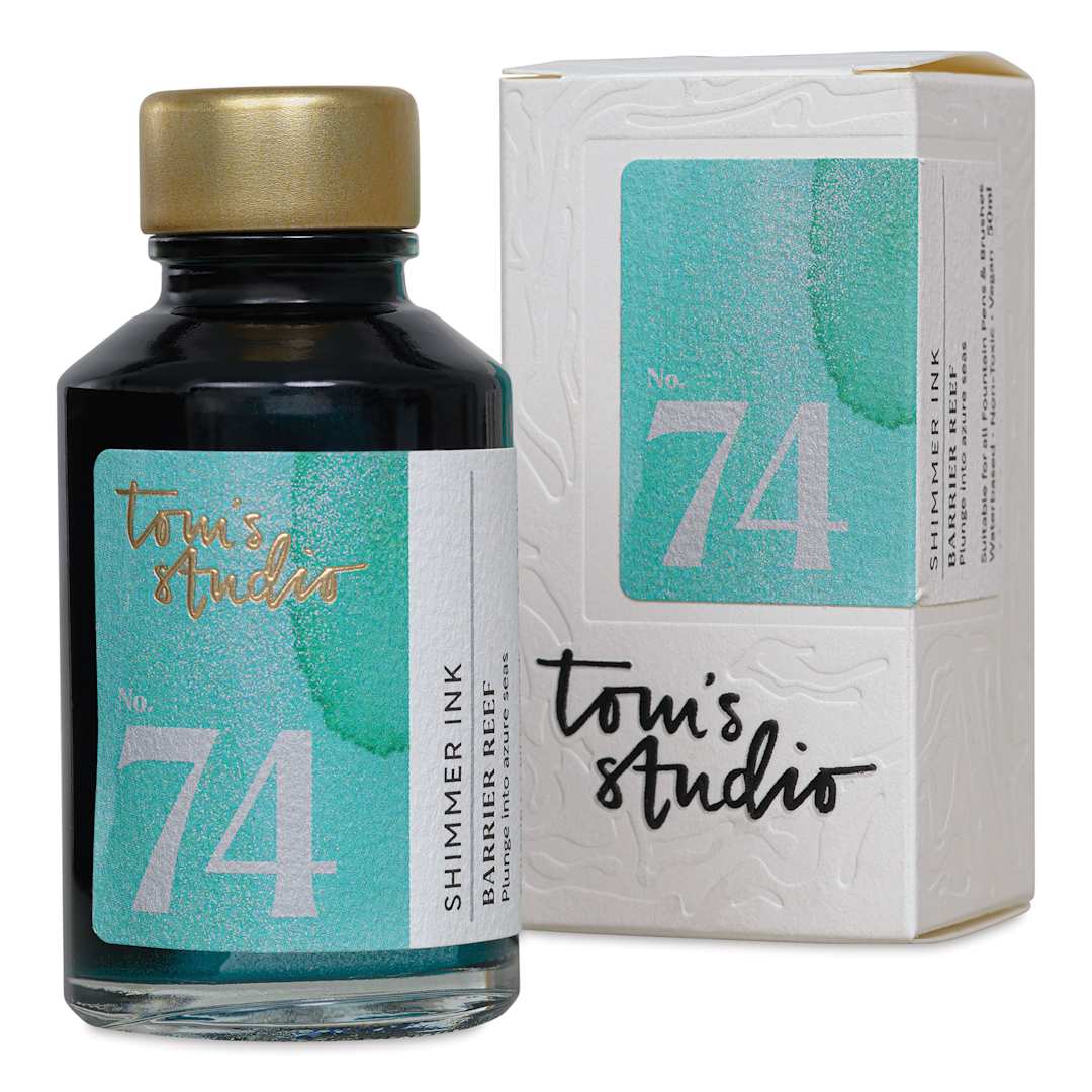 Open in modal - Tom's Studio Shimmer Fountain Pen Ink - Barrier Reef, 50 ml, bottle with packaging