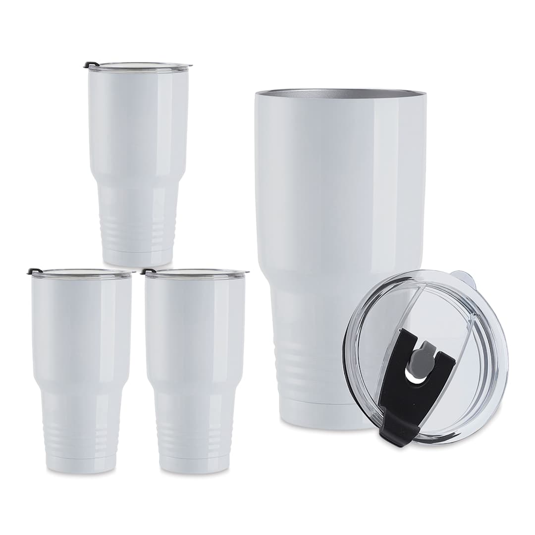 Open in modal - Craft Express Sublimation Printing Stainless Steel Travel Tumblers - 30 oz, White, Set of 4 