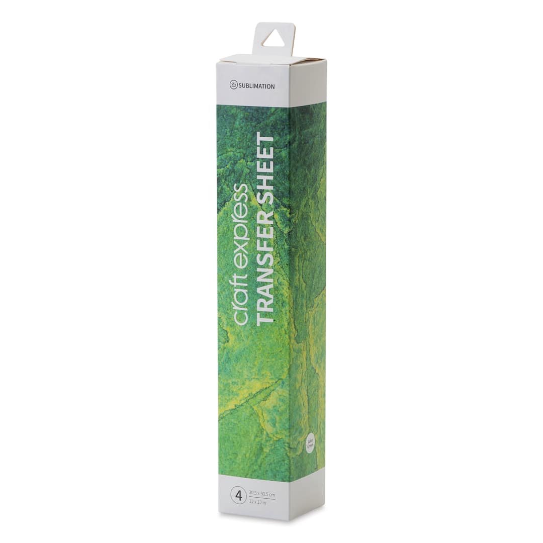 Open in modal - Craft Express Sublimation Pattern Transfer Sheets - Electric Lake Green, 12" x 12", Pkg of 4 front of box