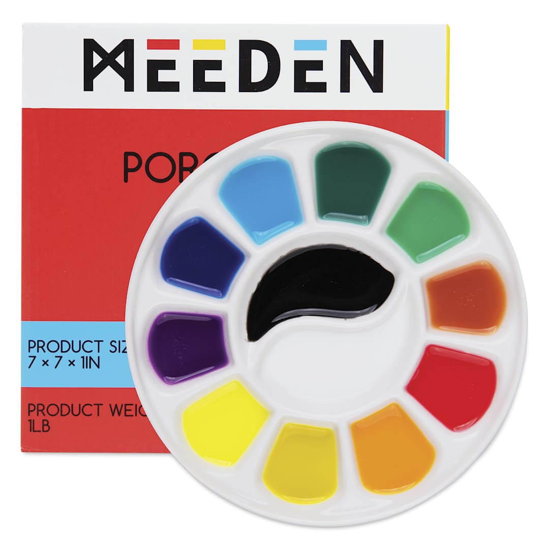 Open in modal - Meeden 12 Well Round Porcelain Palette with packaging 
