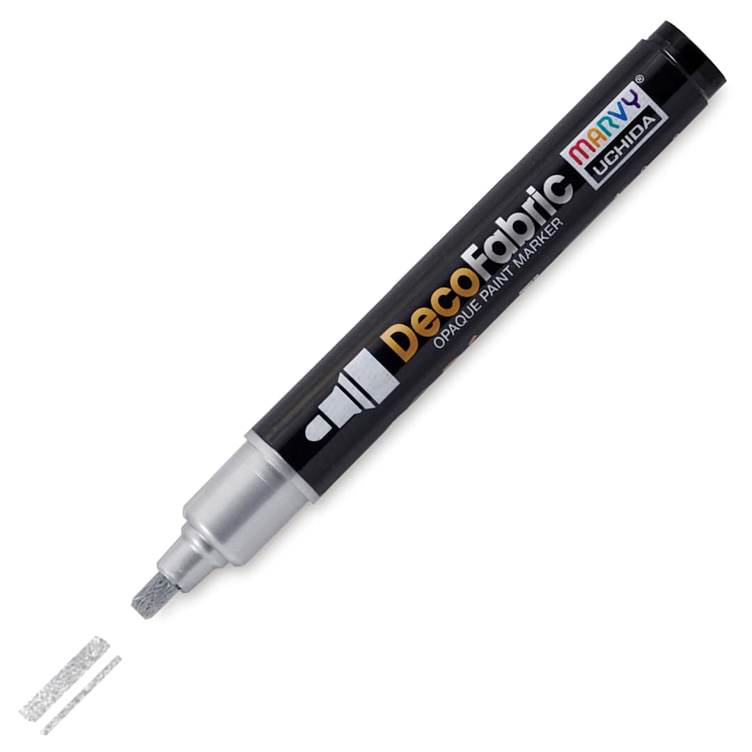 Open in modal - Marvy Uchida DecoFabric Opaque Paint Marker - Silver, Medium Tip