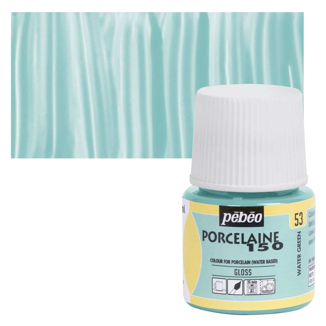 Open in modal - Pebeo Porcelaine 150 Paint - Water Green, Opaque, 45 ml bottle and swatch