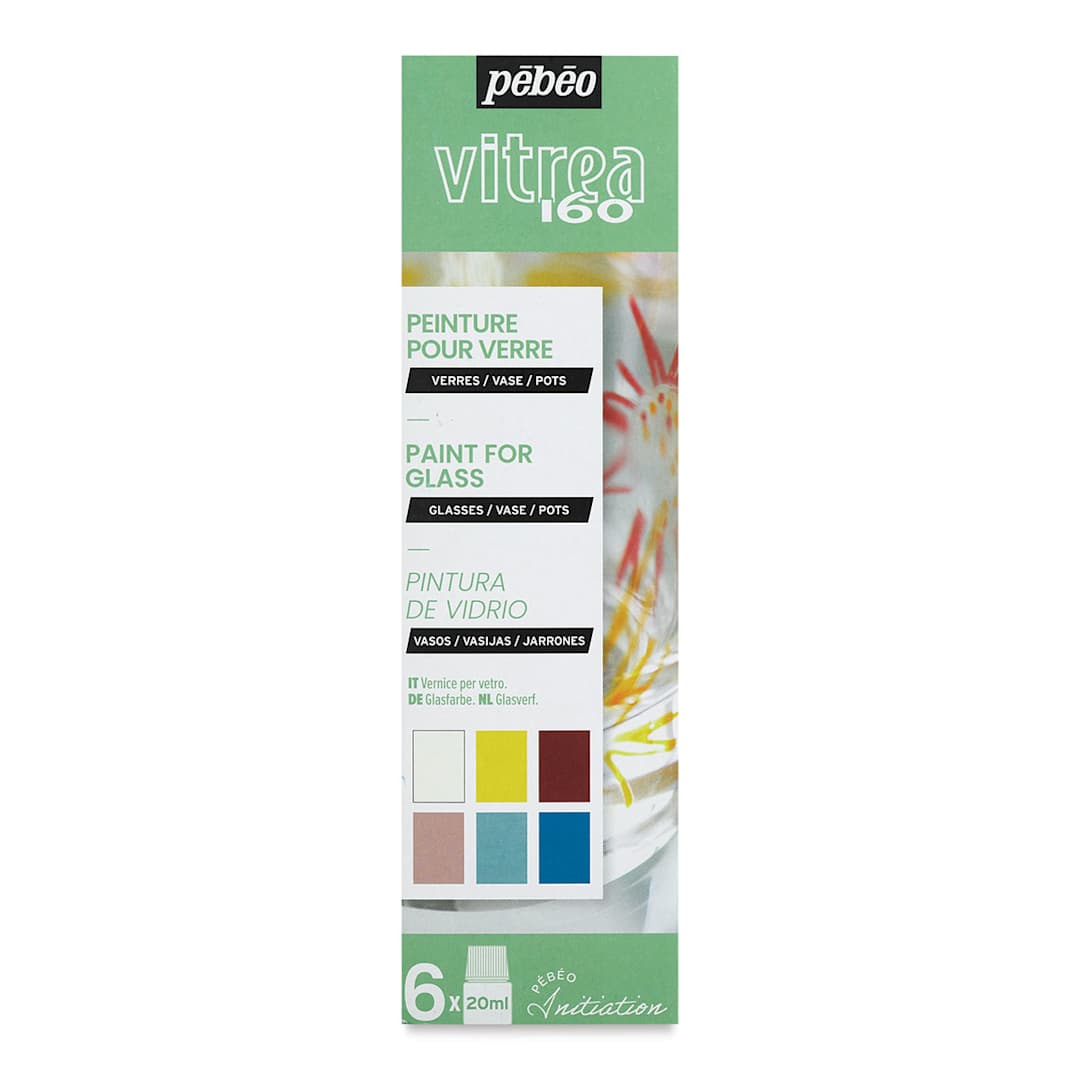 Open in modal - Pebeo Vitrea 160 Initiation Set, Set of 6, 20 ml bottles, Front Of Package