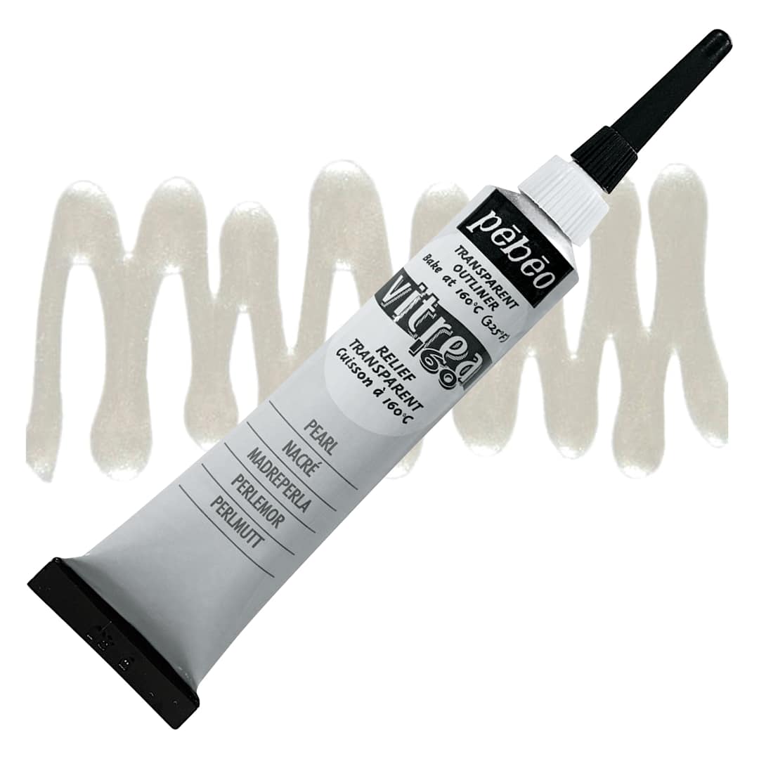 Open in modal - Pebeo Vitrea 160 Outliner - Pearl, 20 ml tube and swatch