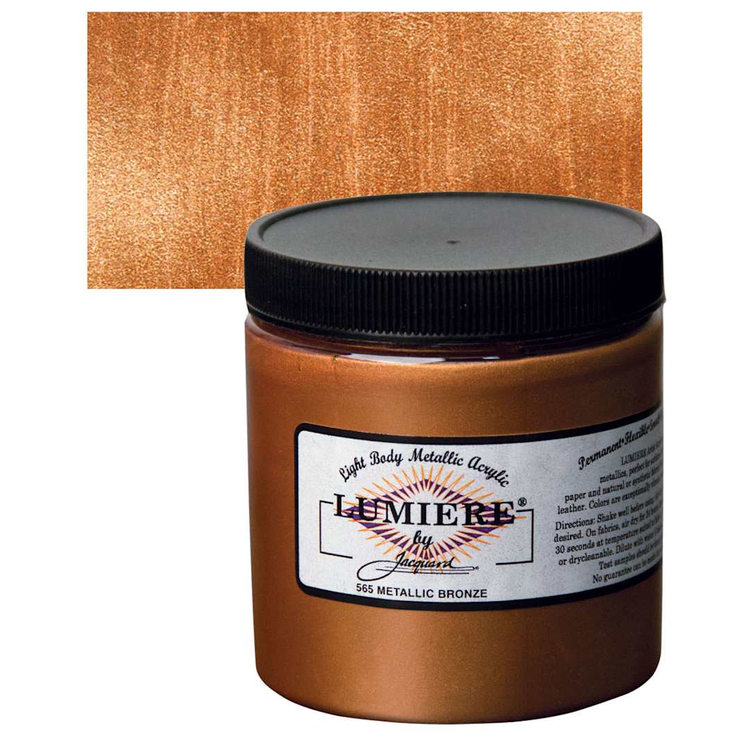 Open in modal - Jacquard Lumiere Acrylic - Metallic Bronze, 8 oz Jar and swatch