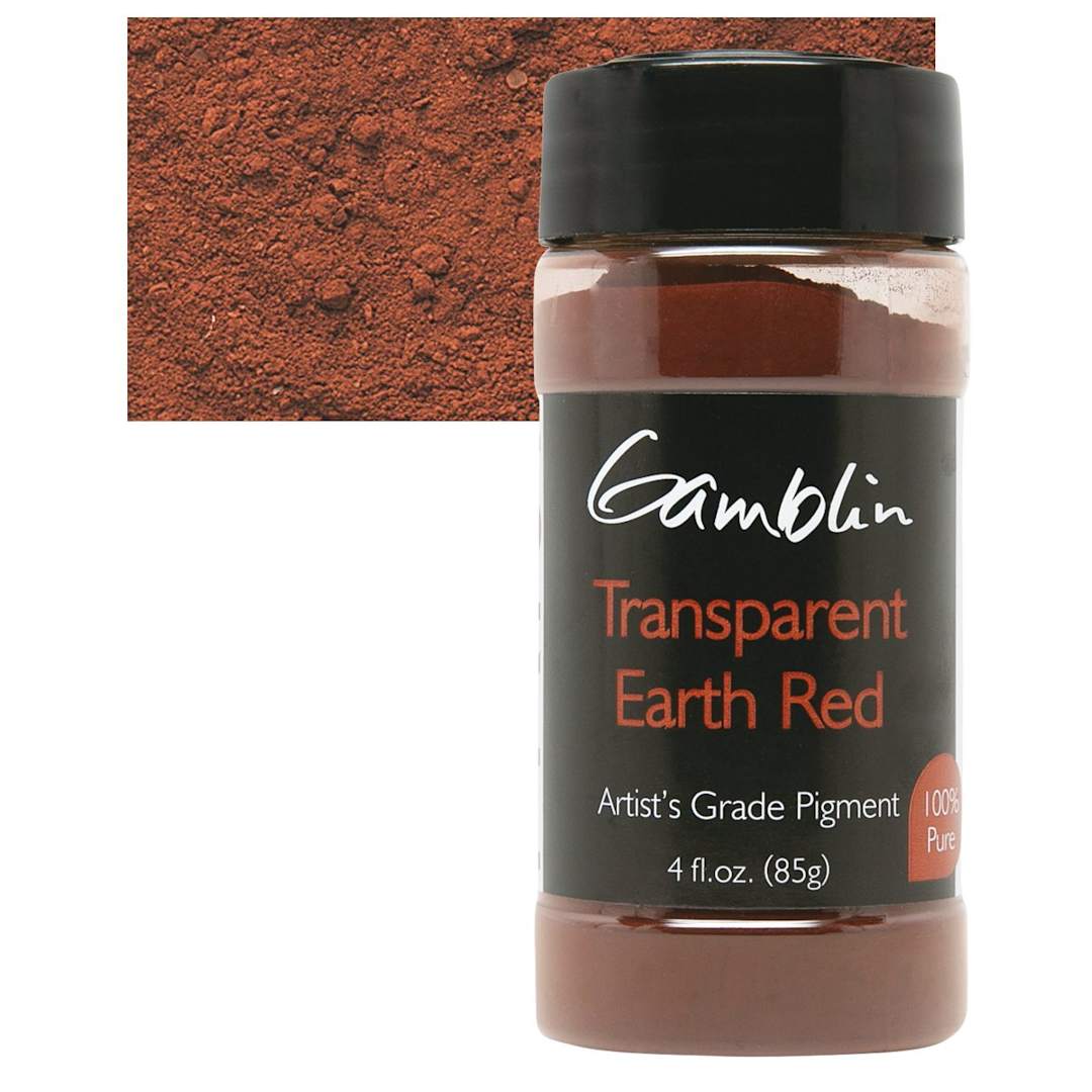 Open in modal - Gamblin Artist's Grade Pigment - Transparent Earth Red, 4 oz bottle and swatch