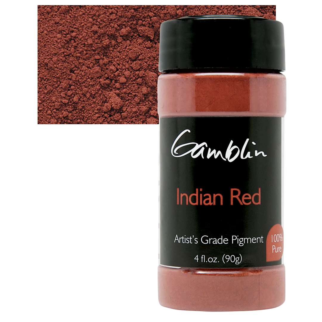 Open in modal - Gamblin Artist's Grade Pigment - Indian Red, 4 oz bottle and swatch