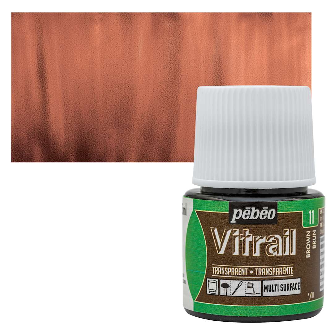 Open in modal - Pebeo Vitrail Paint - Brown, 45 ml bottle and swatch