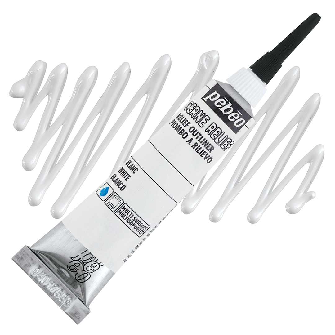 Open in modal - Pebeo Vitrail Paint Outliner - White Outliner, 20 ml tube and swatch