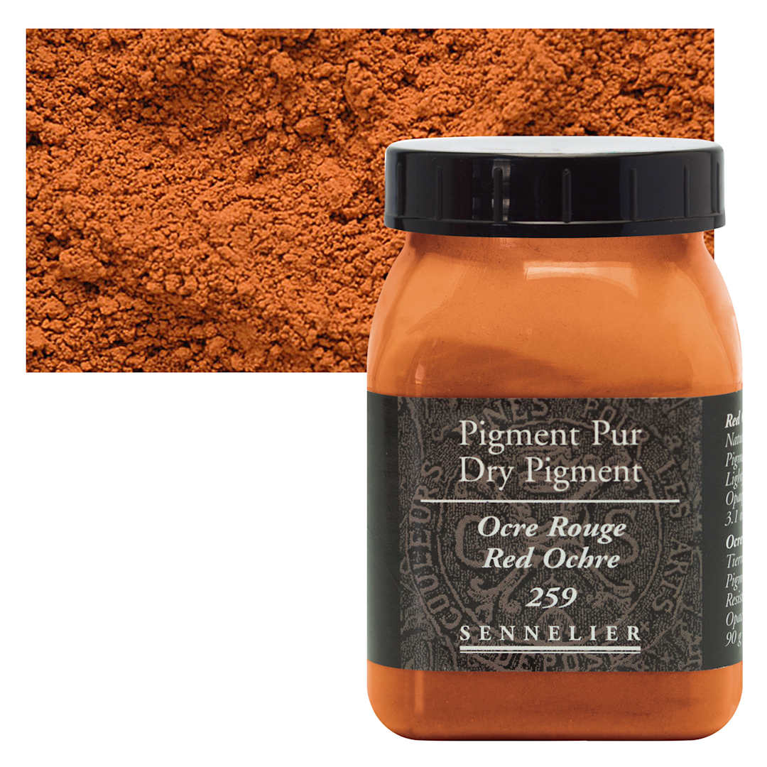 Open in modal - Sennelier Dry Pigment - Red Ochre, 90 g jar and swatch