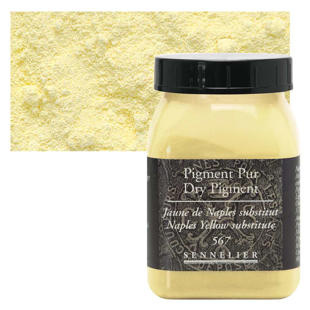 Open in modal - Sennelier Dry Pigment - Naples Yellow Hue, 90 g jar and swatch