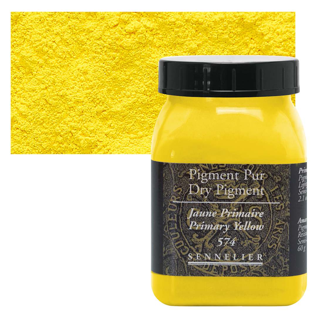 Open in modal - Sennelier Dry Pigment - Primary Yellow, 70 g jar and swatch