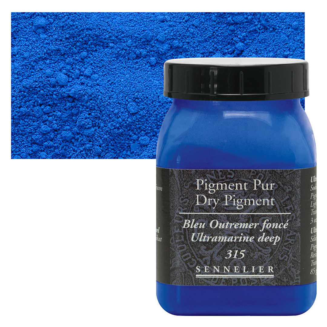 Open in modal - Sennelier Dry Pigment - Ultramarine Blue Deep, 85 g jar and swatch