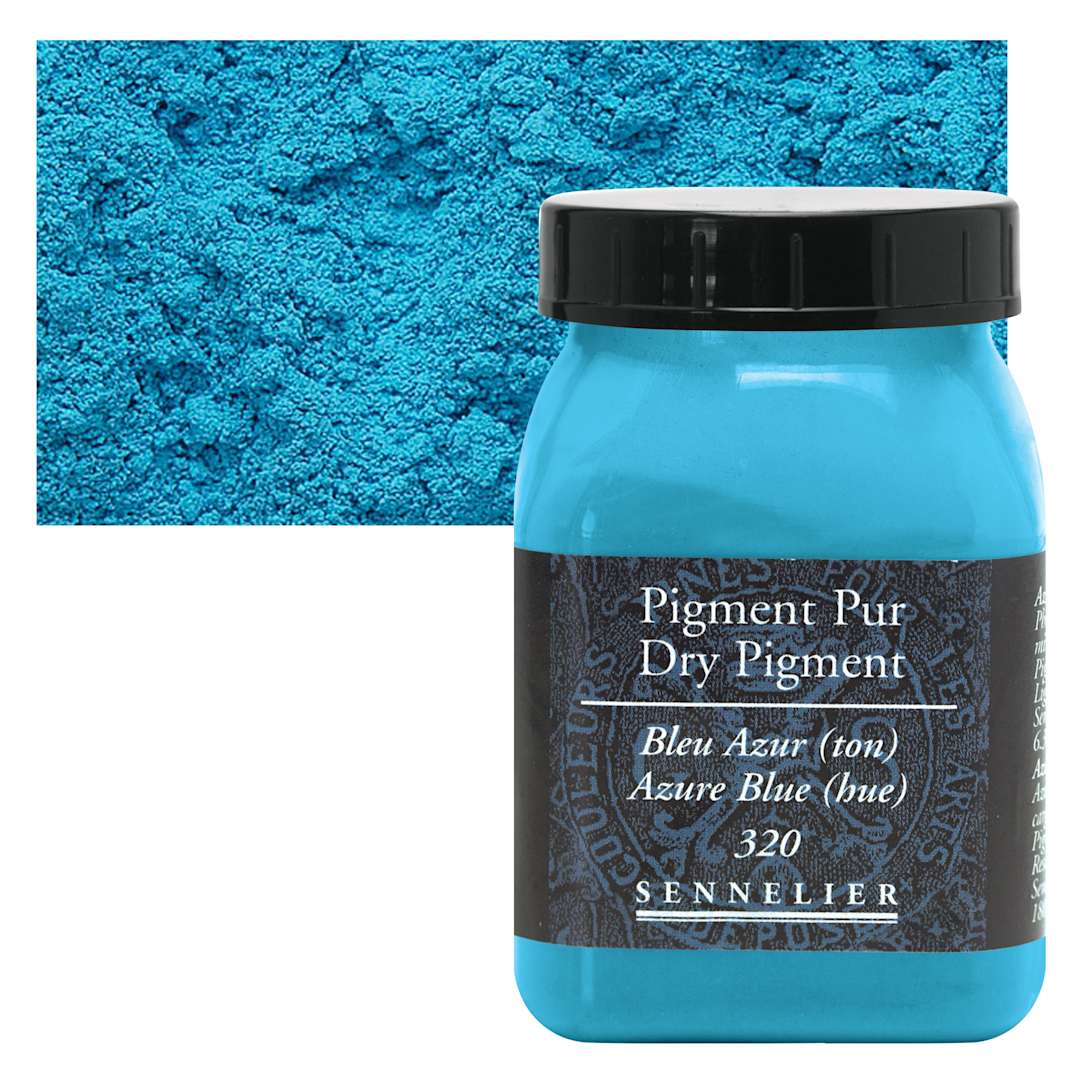Open in modal - Sennelier Dry Pigment - Azure Blue Hue, 180 g jar and swatch