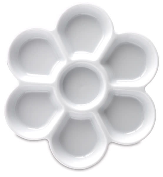 Open in modal - Richeson 7-Well Flower Palette - Top view showing wells