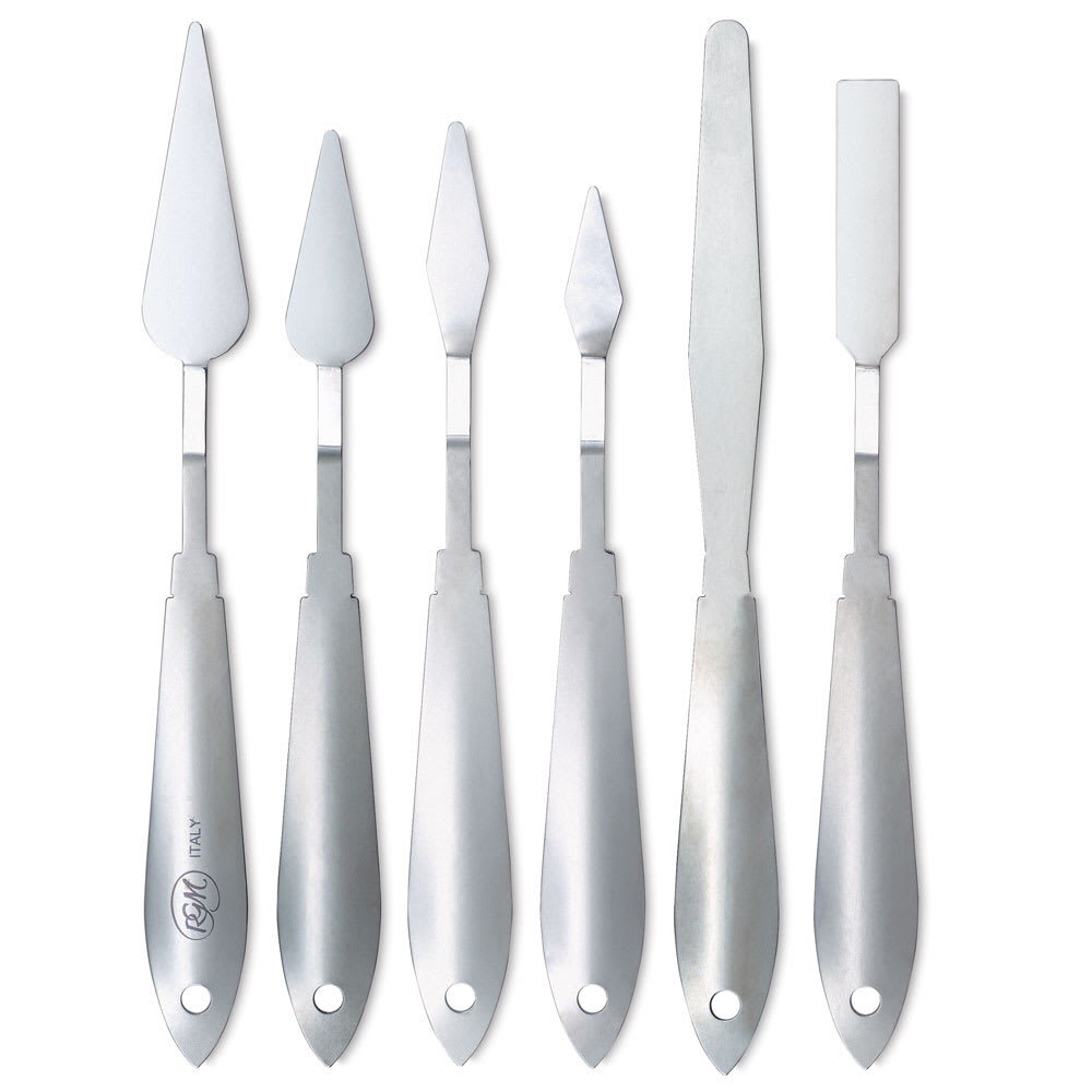 Open in modal - RGM Idea Line Palette Knives - 6 different Palette Knives shown upright