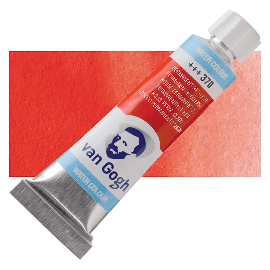 Open in modal - Van Gogh Watercolor - Permanent Red Light, 10 ml tube and swatch