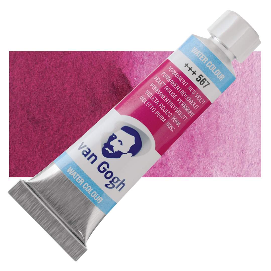Open in modal - Van Gogh Watercolor - Permanent Red Violet, 10 ml tube and swatch