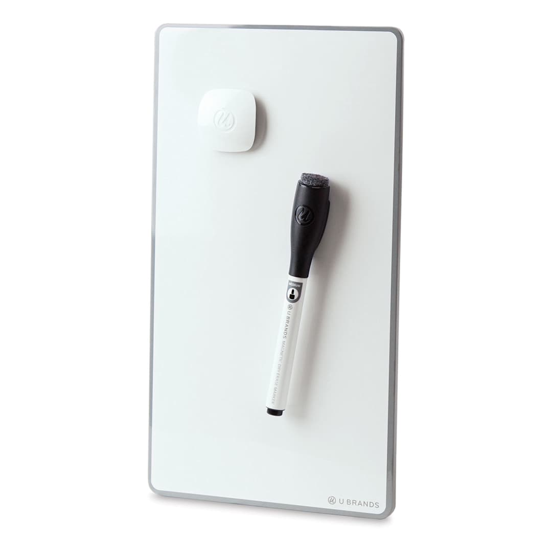 Open in modal - U Brands Frameless Dry Erase Board - Component Magnet and Marker shown with board