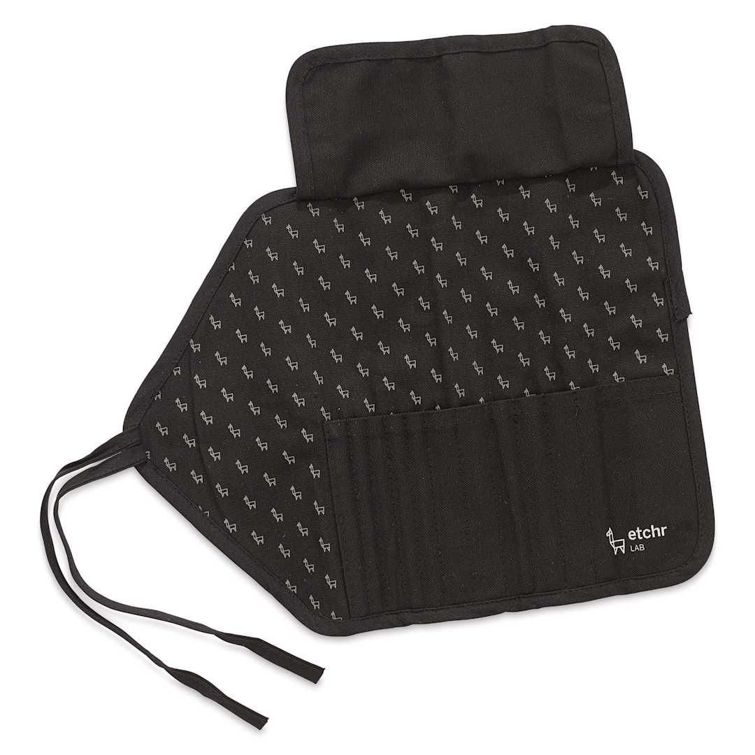 Open in modal - Etchr Roll-Up Brush Pouch - Black open