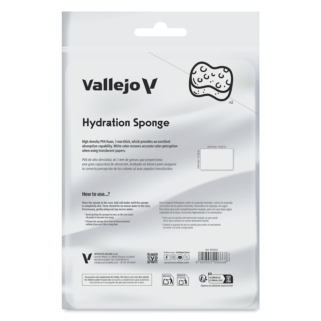 Open in modal - Vallejo Hydration Sponge - Pkg of 2, front of package