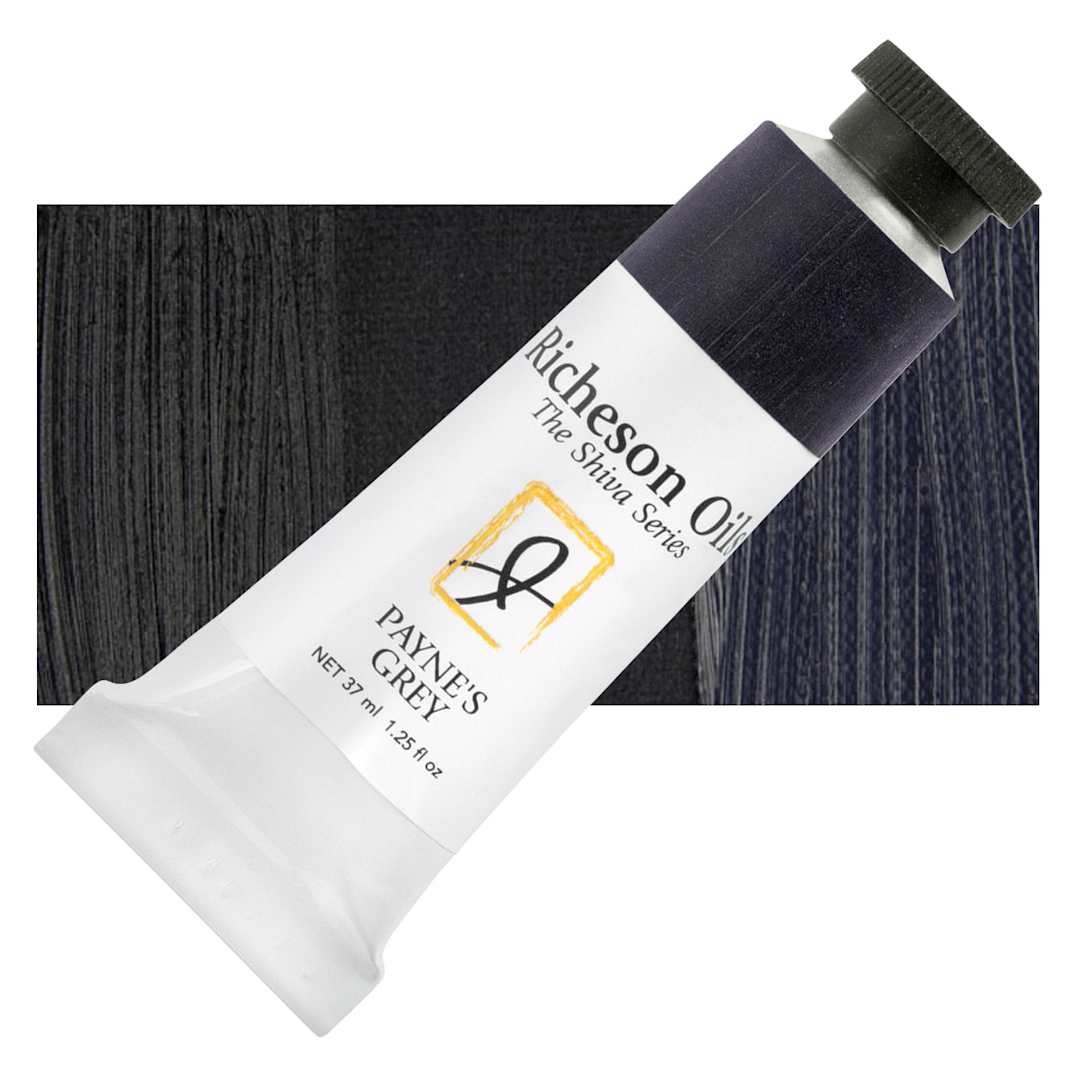 Open in modal - Shiva Signature Artist Oil Color - Payne's Gray, 1.25 oz Tube and swatch