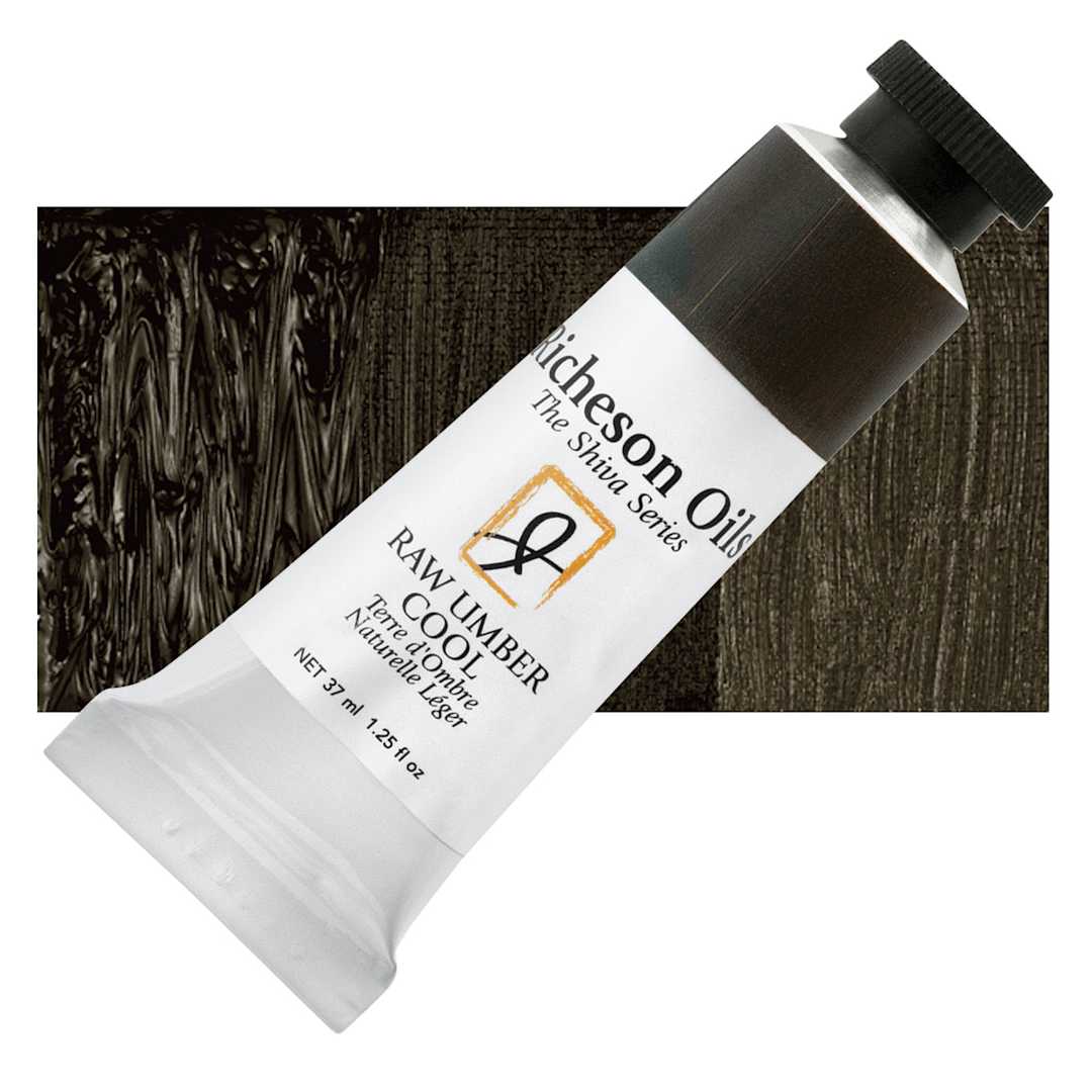Open in modal - Shiva Signature Artist Oil Color - Raw Umber Cool, 1.25 oz Tube and swatch
