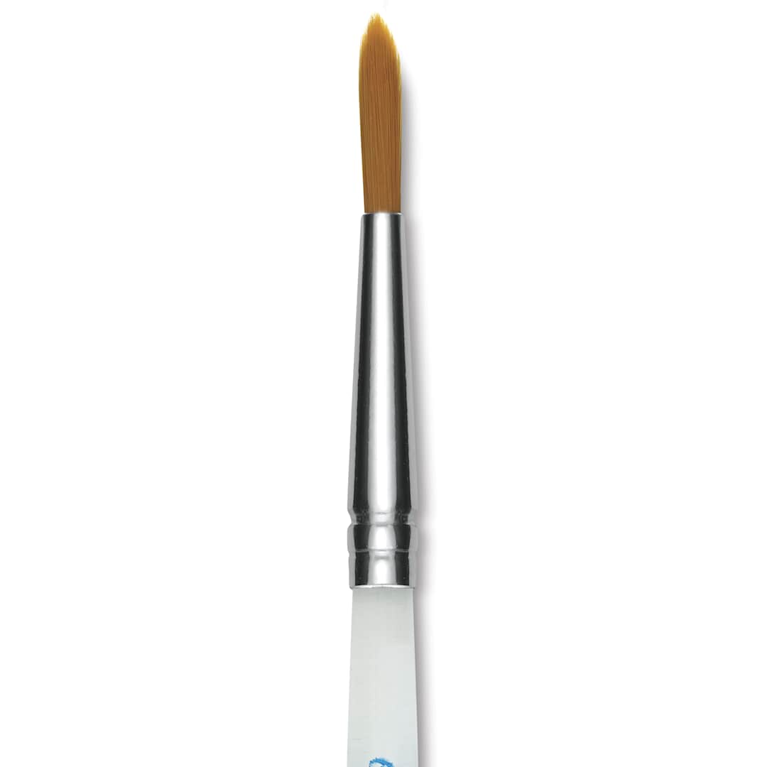 Open in modal - Mayco Reflections Golden Taklon Brush - Round, Short Handle, Size 6, close-up