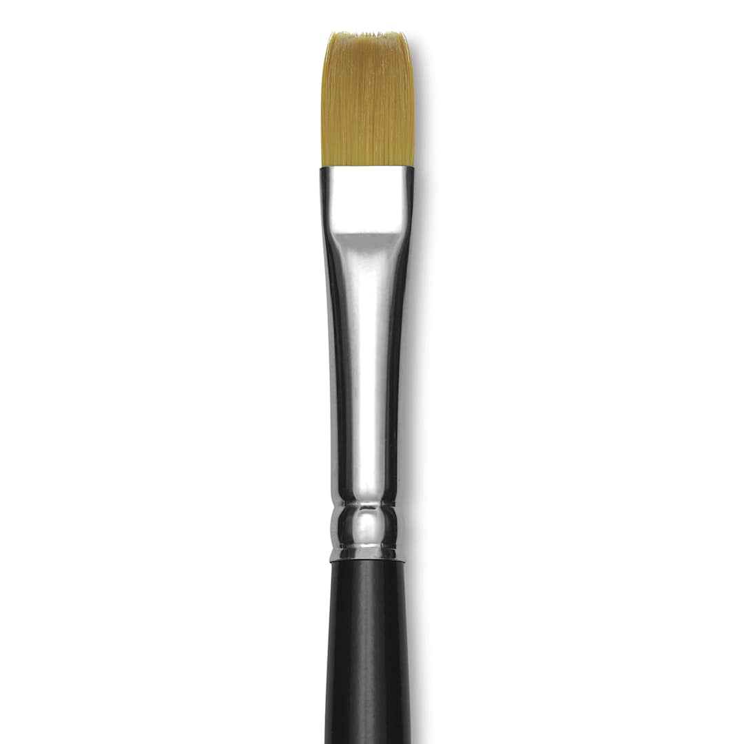Open in modal - Trekell Synthetic Gold Taklon Brush - Bright, Short Handle, Size 10, close-up