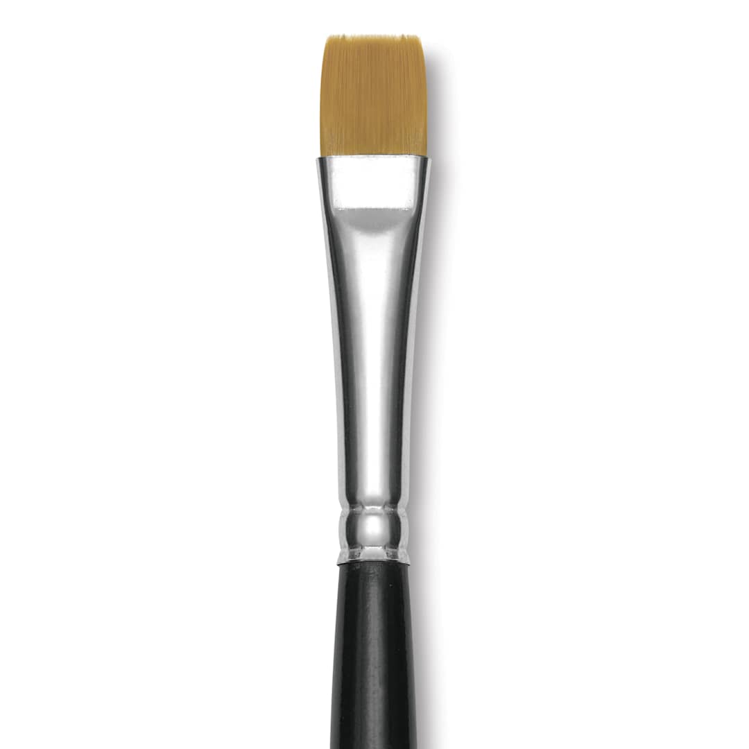 Open in modal - Trekell Synthetic Gold Taklon Brush - Bright, Long Handle, Size 10, close-up