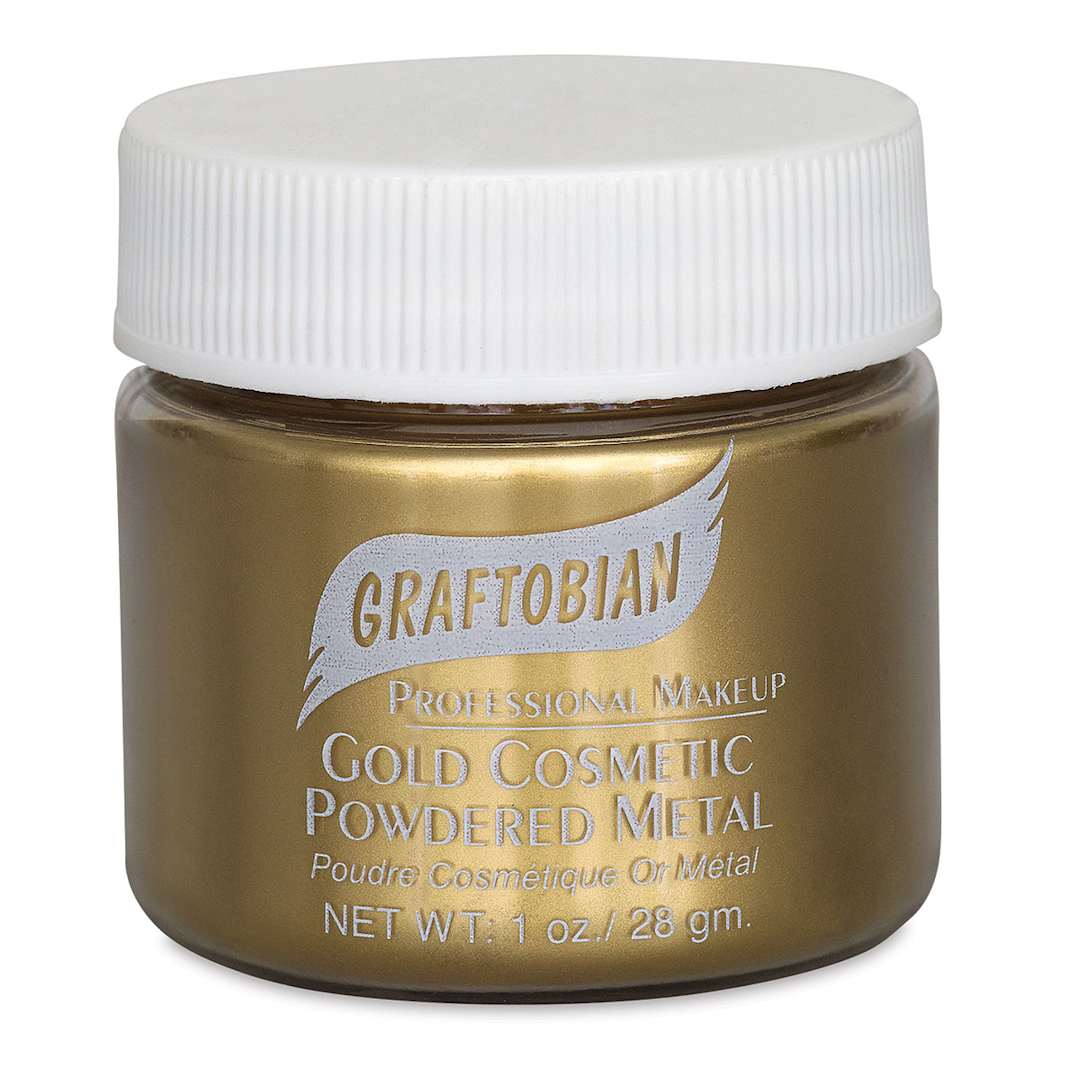 Open in modal - Graftobian Metal Mania Powder - Front view of jar of Gold  Powdered Metal