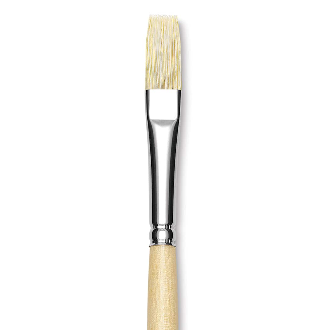 Open in modal - Utrecht Rhenish Pure Hog Bristle Brush - Flat, Size 4, Long Handle