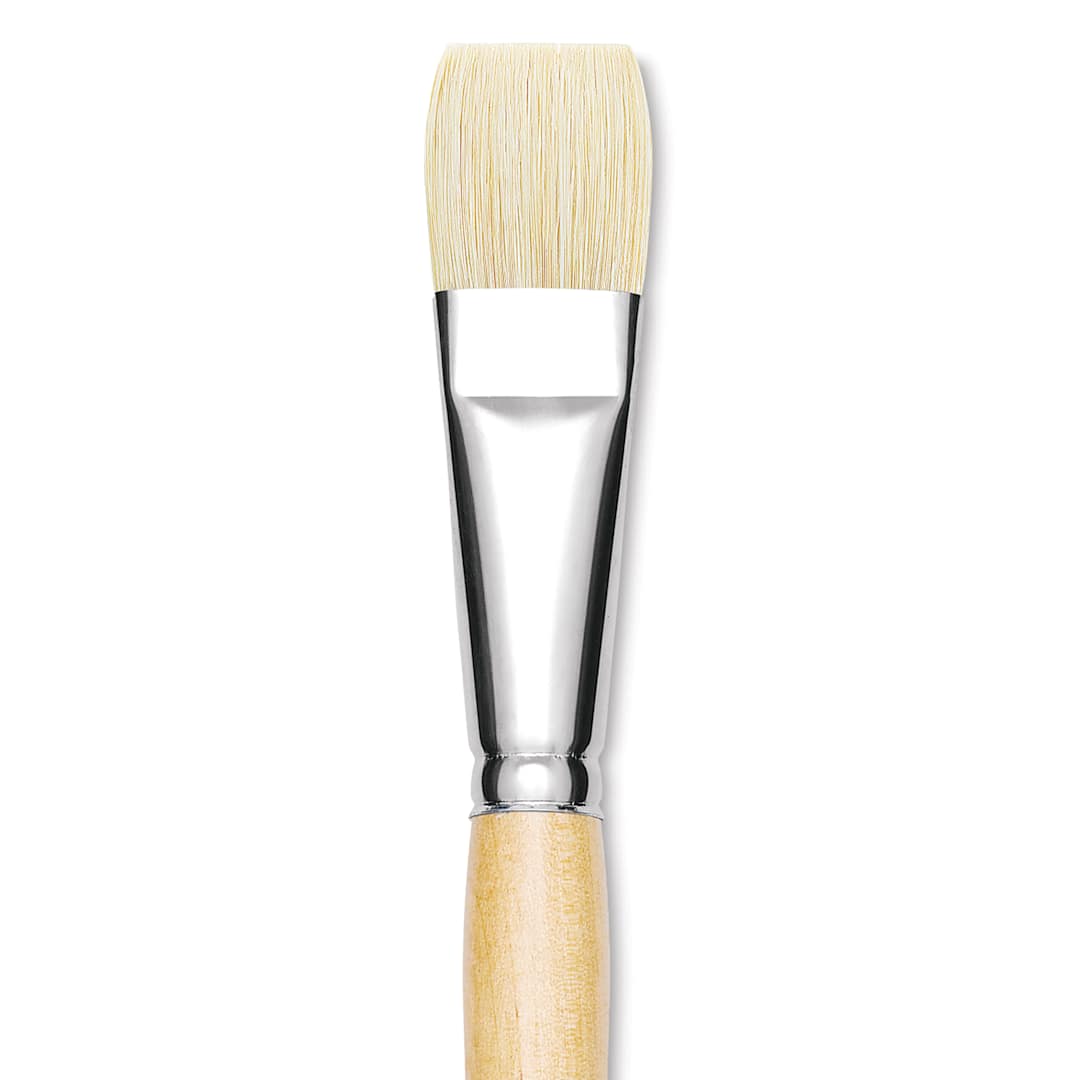 Open in modal - Utrecht Rhenish Pure Hog Bristle Brush - Bright, Size 12, Long Handle