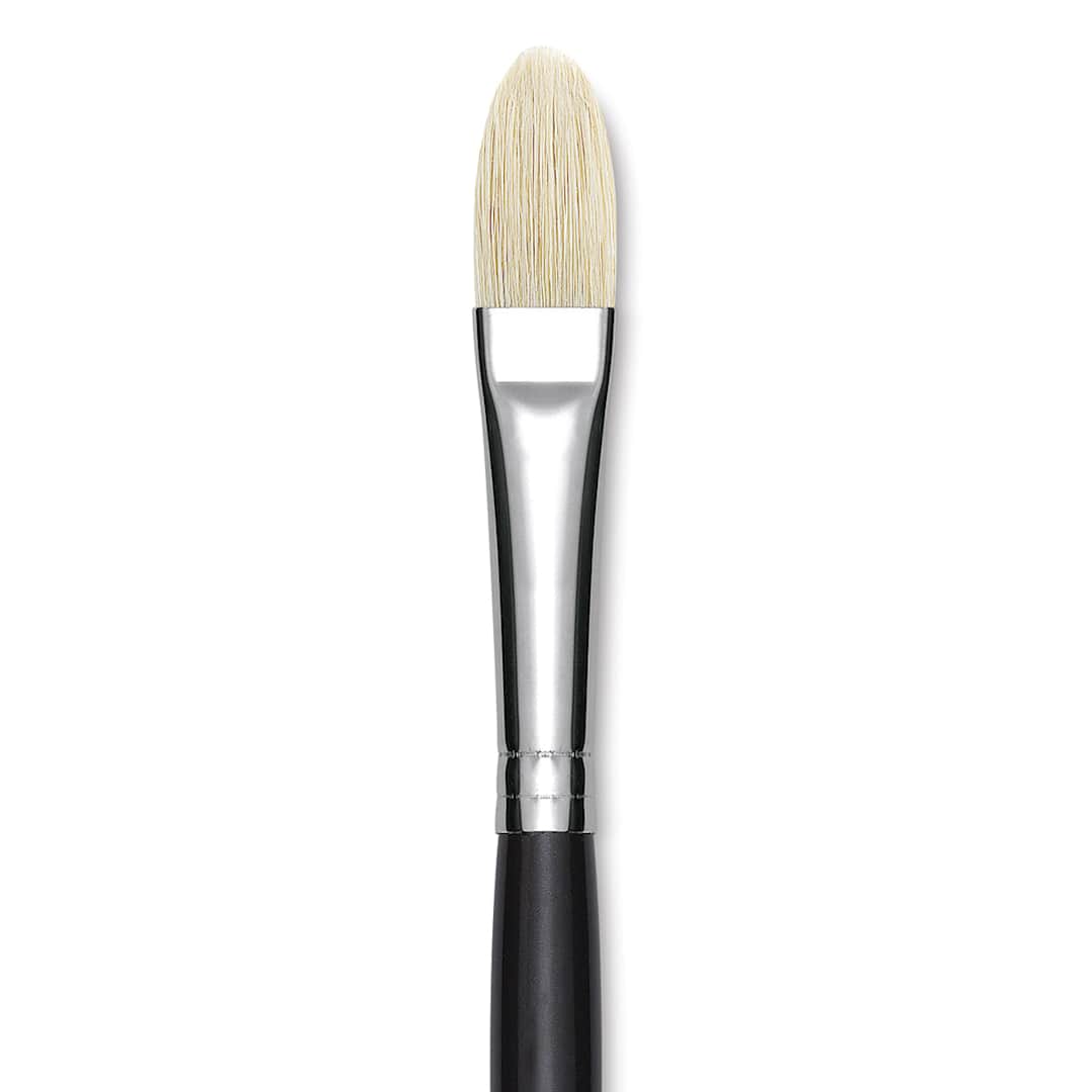 Open in modal - Utrecht Natural Chungking Pure Bristle Brush - Filbert, Size 8, Long Handle, Close-up