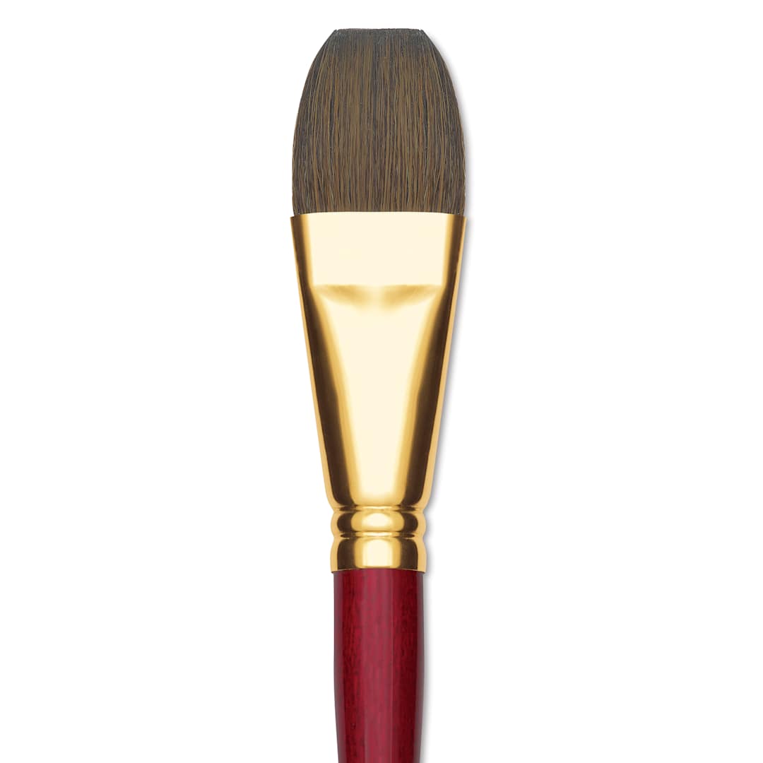 Open in modal - Blick Master Synthetic Kolinsky Brush - Short Handle, Flat Wash, Size 1", close-up