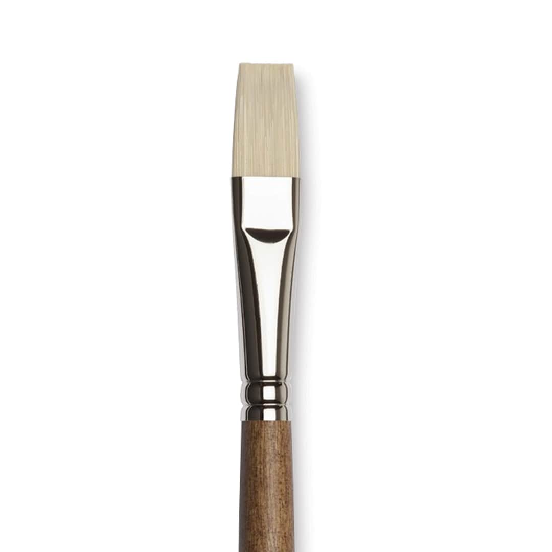 Open in modal - Winsor & Newton Artists' Oil Synthetic Hog Brush - Flat, Size 8, Long Handle (close-up)