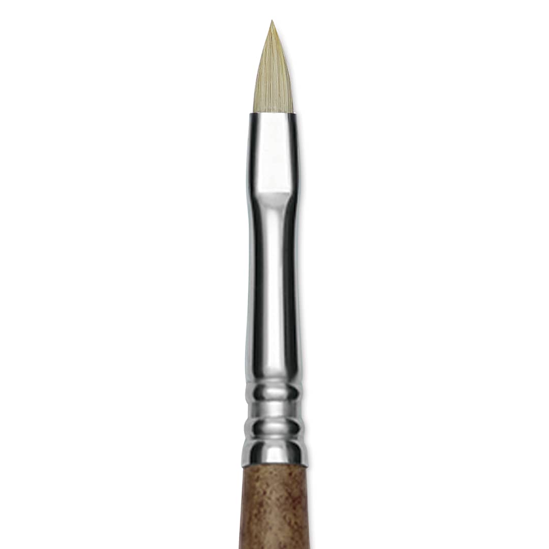 Open in modal - Escoda Futura Synthetic Bristle Brush - Series 5410, Short Filbert, Size 4, Long Handle, close-up