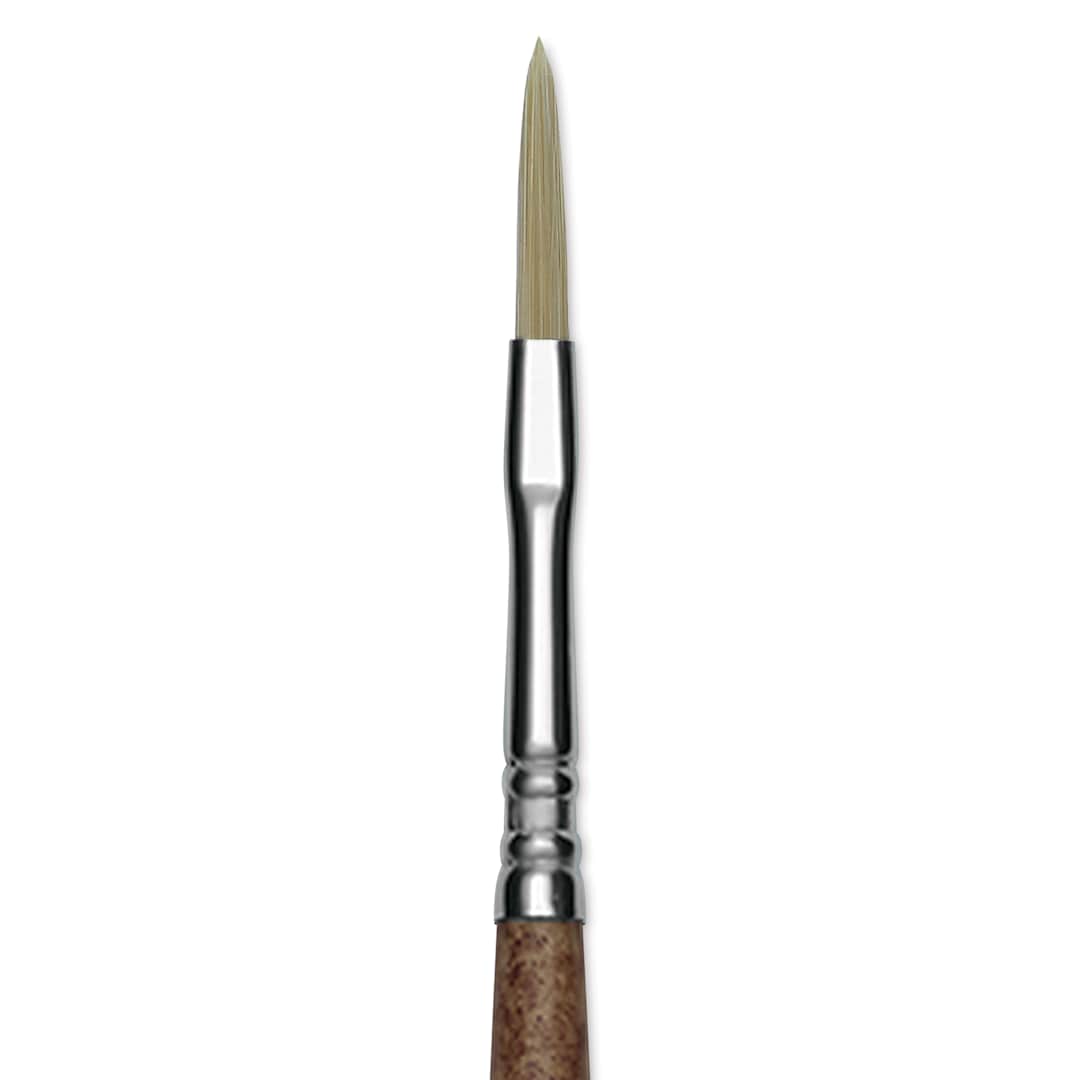 Open in modal - Escoda Futura Synthetic Bristle Brush - Series 5418, Long Filbert, Size 2, Long Handle, close-up