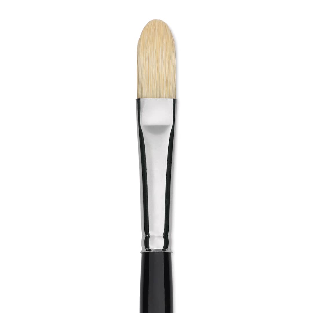 Open in modal - Trekell Hog Bristle Brush - Filbert, Long Handle, Size 8, close up