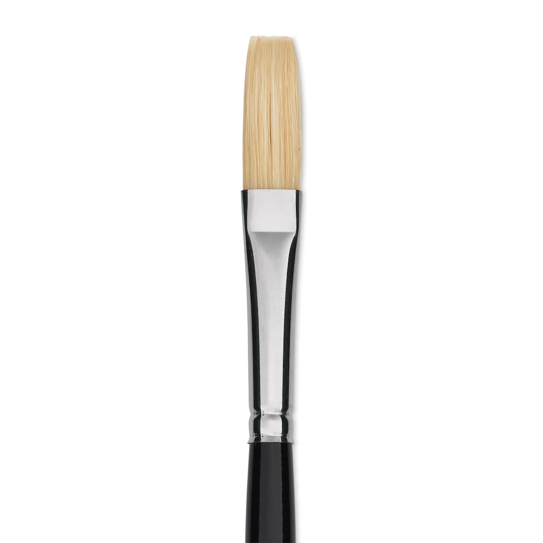 Open in modal - Trekell Hog Bristle Brush - Long Flat, Long Handle, Size 6, close up