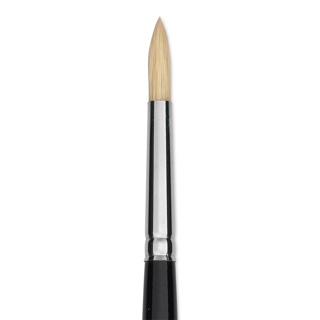 Open in modal - Trekell Hog Bristle Brush - Round, Long Handle, Size 4, close up