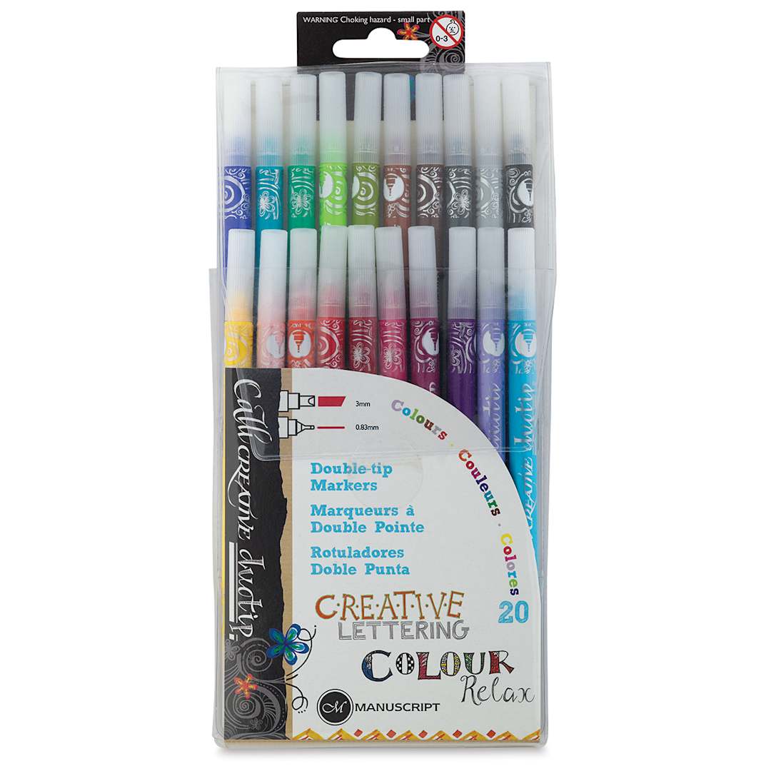 Open in modal - Manuscript Callicreative Duotip Marker Sets - Front of package for 20 pc Set