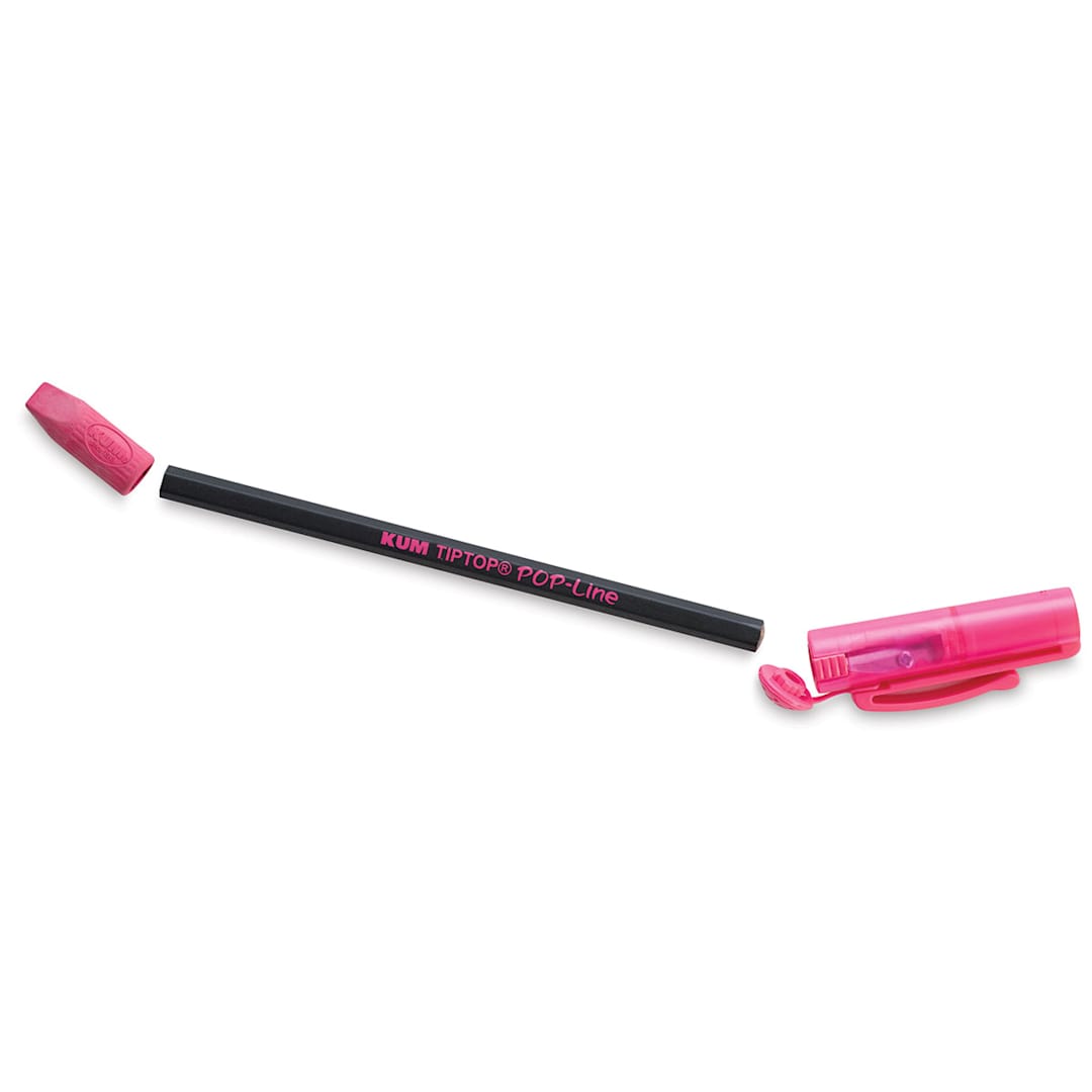 Open in modal - Kum Tip-Top Pencil and Sharpener, single pencil with cap and eraser removed and adjacent
